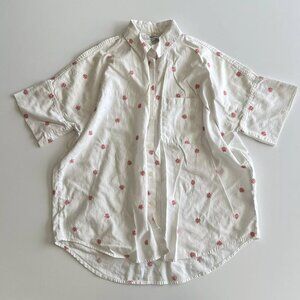 Donated Madewell Size S Embroidered Daisy Button Courier Shirt Oversized Fit